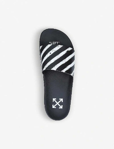 Shop Off-white Logo-print Rubber Sliders In Blk/white