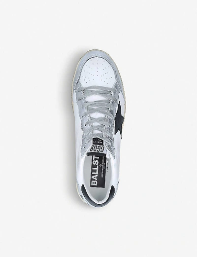 Shop Golden Goose Ballstar Leather Trainers In White/blk