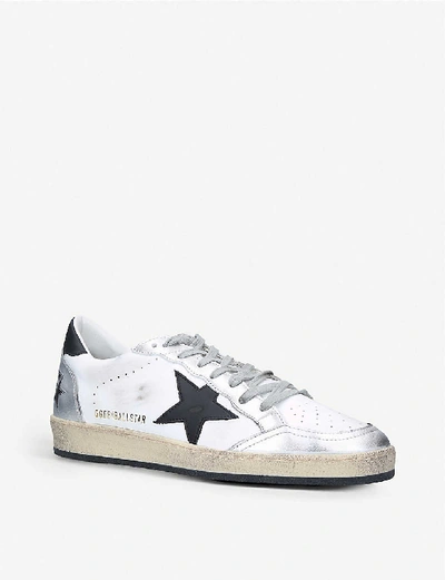 Shop Golden Goose Ballstar Leather Trainers In White/blk