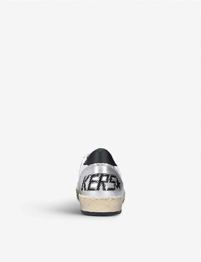 Shop Golden Goose Ballstar Leather Trainers In White/blk