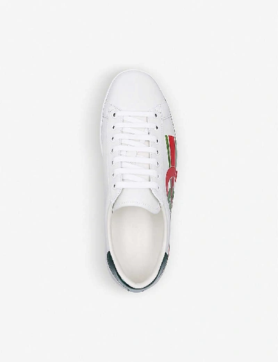 Shop Gucci Men's White Men's New Ace Logo-print Leather Trainers