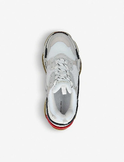 Shop Balenciaga Mens White/comb Men's Triple S Leather And Mesh Trainers 7