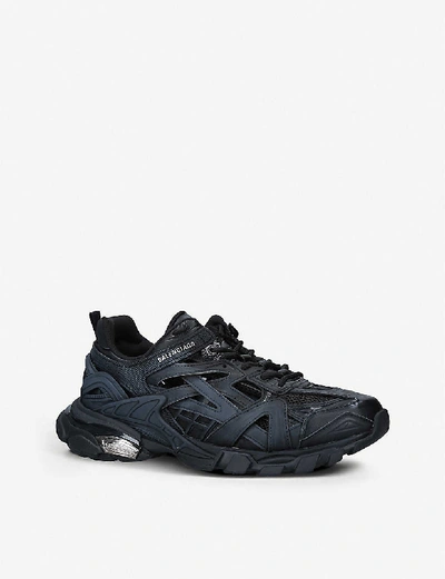 Shop Balenciaga Track 2.0 Leather And Mesh Trainers In Black