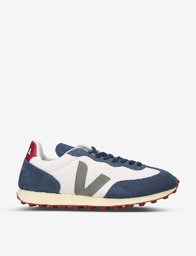Shop Veja Rio Branco Mesh And Leather Trainers In Blue
