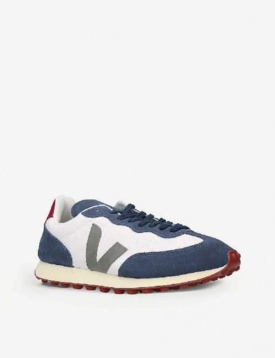 Shop Veja Rio Branco Mesh And Leather Trainers In Blue