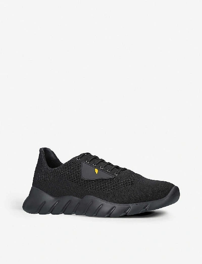 Shop Fendi Monster Knit Runner Trainers In Black