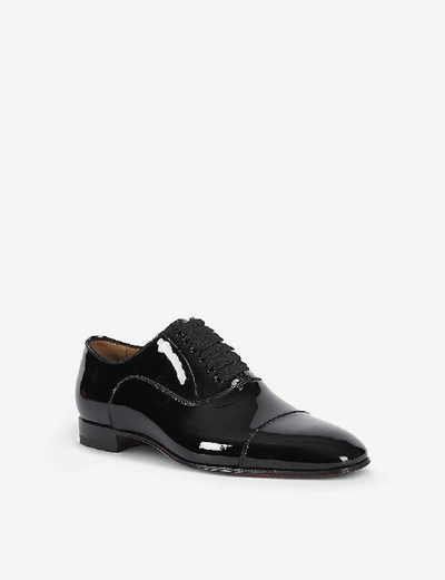 Christian Louboutin Alpha Patent-leather Derby Shoes In Black | ModeSens