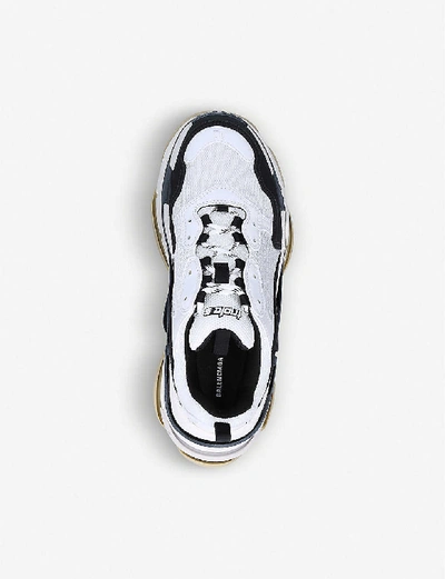 Shop Balenciaga Triple S Suede And Mesh Trainers In White/blk