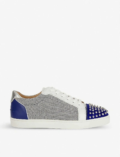 Shop Christian Louboutin Seavaste Spikes Orlato Flat Vv/granariso In Version Blue