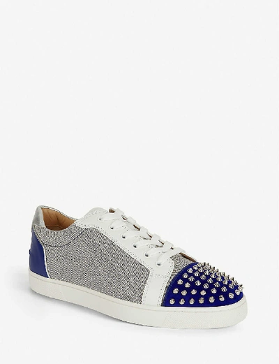 Shop Christian Louboutin Seavaste Spikes Orlato Flat Vv/granariso In Version Blue