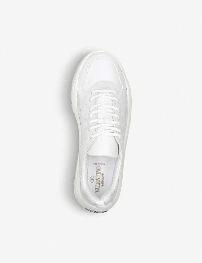 Shop Valentino Bansi Leather Trainers In White
