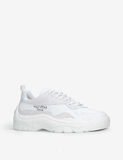 Shop Valentino Bansi Leather Trainers In White