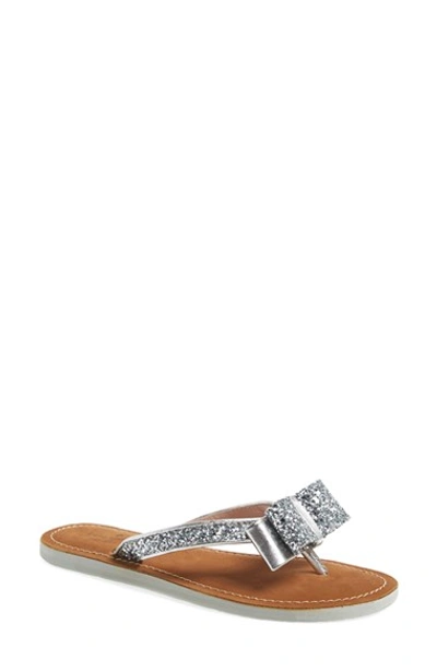 Kate Spade Icarda Glitter Bow Flat Thong Sandal, Silver