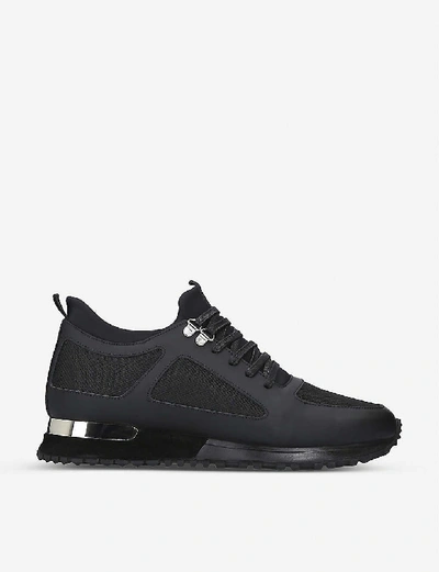 Shop Mallet Men's Black Diver Leather And Mesh Trainers