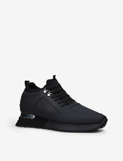 Shop Mallet Men's Black Diver 2.0 Knitted And Leather Trainers
