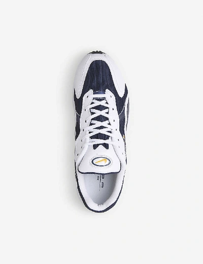 Shop Nike Zoom Alpha Leather And Woven Trainers In Midnight Navy Citron