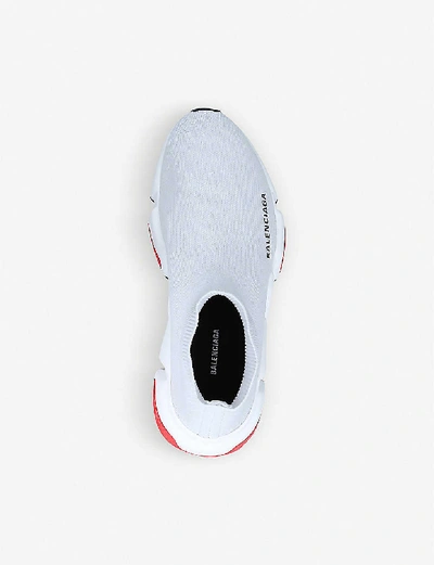Shop Balenciaga Speed Slip-on Knitted Mid-top Trainers In Grey/light
