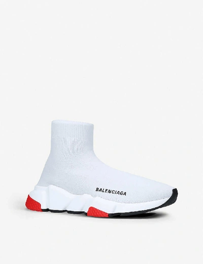 Shop Balenciaga Speed Slip-on Knitted Mid-top Trainers In Grey/light