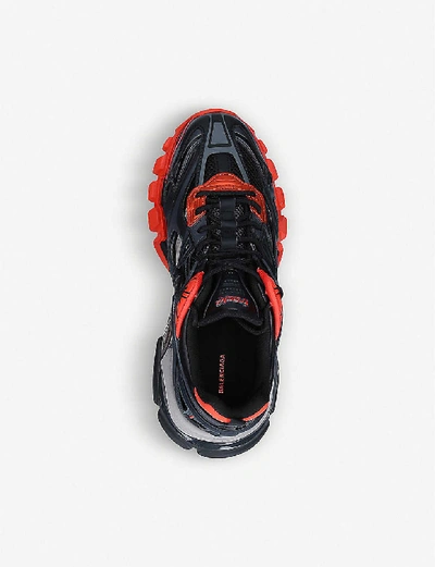 Shop Balenciaga Men's Track 2.0 Woven Nylon And Mesh Trainers In Blk/red