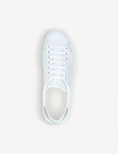 Shop Gucci Mens White Men's New Ace Perforated-logo Leather Trainers