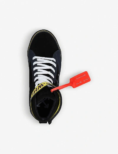 Shop Off-white Vulcanized Leather And Canvas High-top Trainers In Black