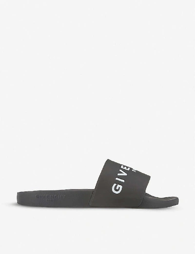 Givenchy Slide Flat Sandals Dark Blue In Black