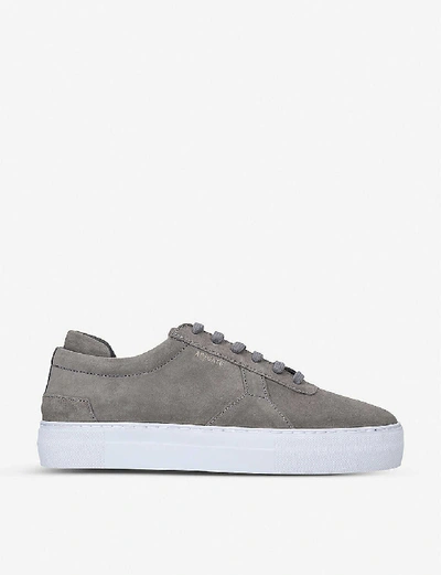 Shop Axel Arigato Brand-embossed Suede Platform Trainers In Grey