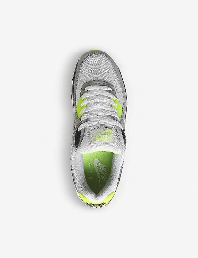 Shop Nike Air Max 90 Leather And Canvas Trainers In White Grey Volt