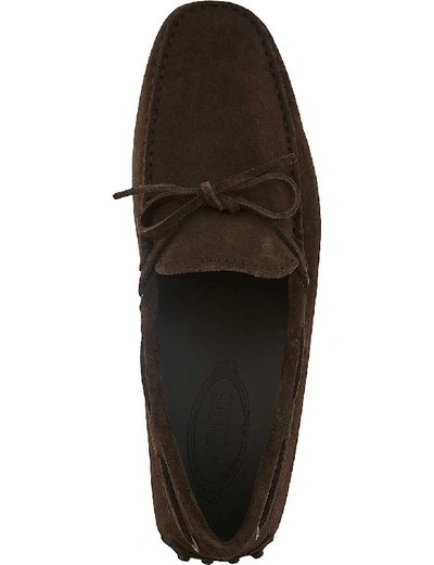 Shop Tod's 122 Suede Driving Shoes In Dark Brown