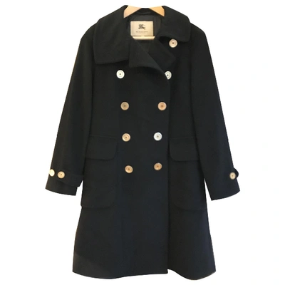 Pre-owned Burberry Wool Coat In Navy