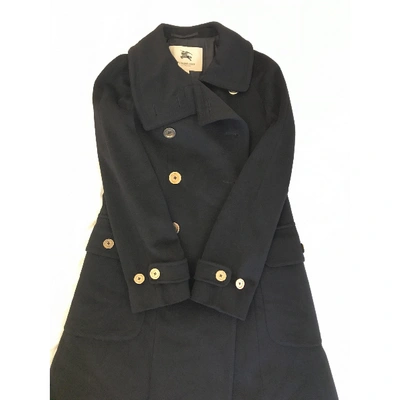 Pre-owned Burberry Wool Coat In Navy