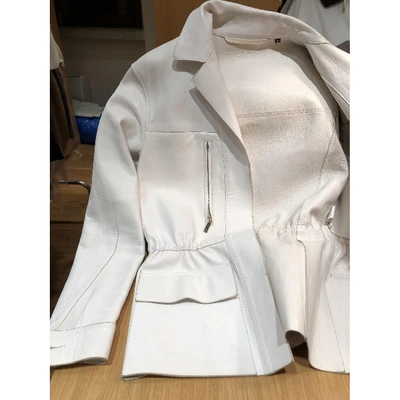 Pre-owned Gucci White Leather Leather Jacket