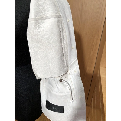 Pre-owned Gucci White Leather Leather Jacket