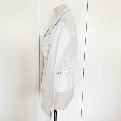 Pre-owned Costume National Leather Jacket In White