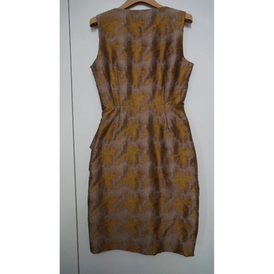 Pre-owned Pringle Of Scotland Silk Mid-length Dress In Metallic