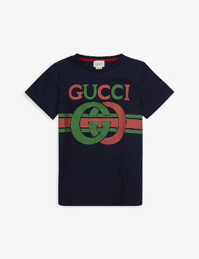 Shop Gucci Gg Insignia Logo Cotton T-shirt 4-10 Years