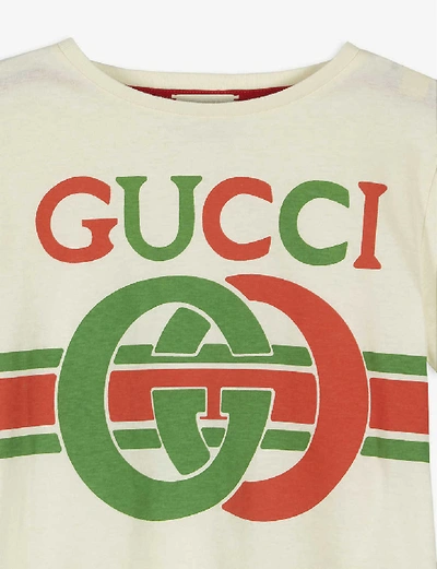 Shop Gucci Boys White Kids Gg Insignia Logo Cotton T-shirt 4-10 Years 8 Years