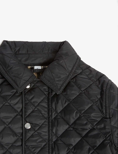 Shop Burberry Brennan Diamond Quilted Jacket 3-14 Years In Black
