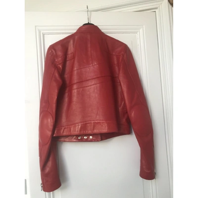 Pre-owned Dolce & Gabbana Leather Biker Jacket In Red