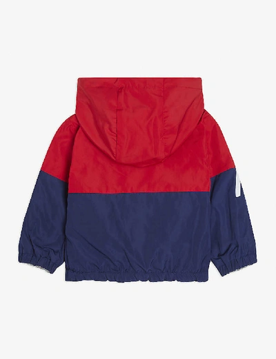 Shop Moncler Logo-printed Colour Block Hooded Shell Jacket 3-36 Months In Multi