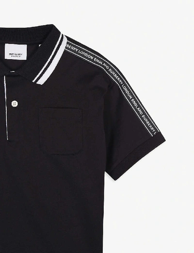 Shop Burberry Alford Striped Cotton Polo Shirt 3-14 Years In Black