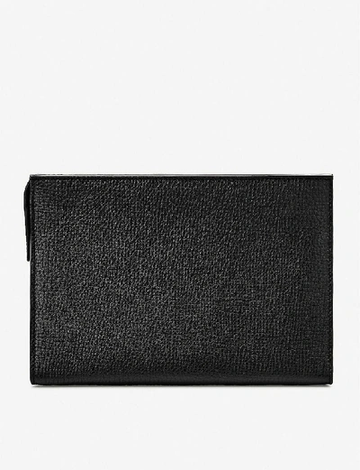 Shop Smythson Grained Leather Wash Bag 14.5cm X 21cm In Black