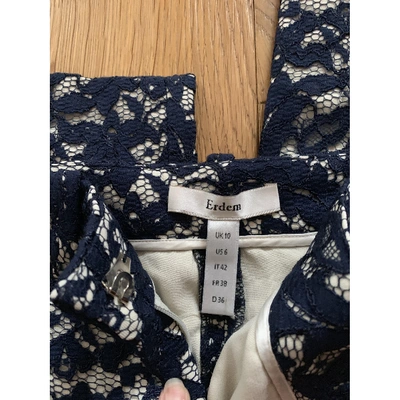 Pre-owned Erdem Straight Pants In Navy