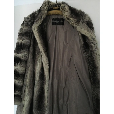 Pre-owned Dior Grey Chinchilla Coat