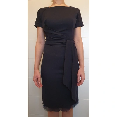 Pre-owned Costume National Wool Mid-length Dress In Navy