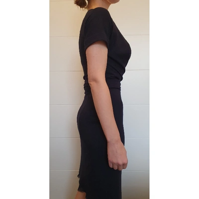 Pre-owned Costume National Wool Mid-length Dress In Navy
