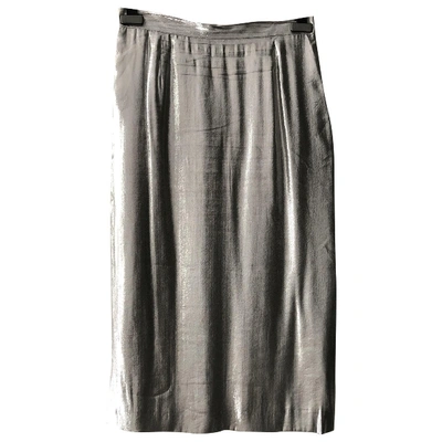 Pre-owned Trussardi Silk Mid-length Skirt In Silver