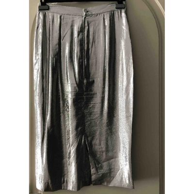 Pre-owned Trussardi Silk Mid-length Skirt In Silver