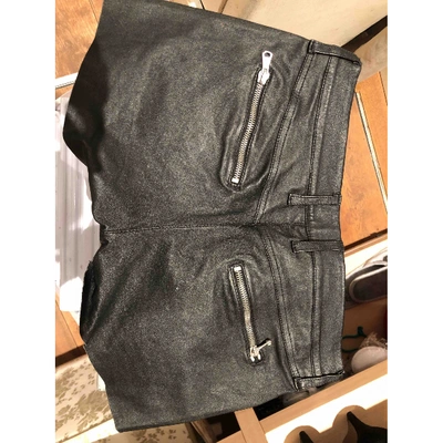 Pre-owned Balmain Leather Mini Short In Black