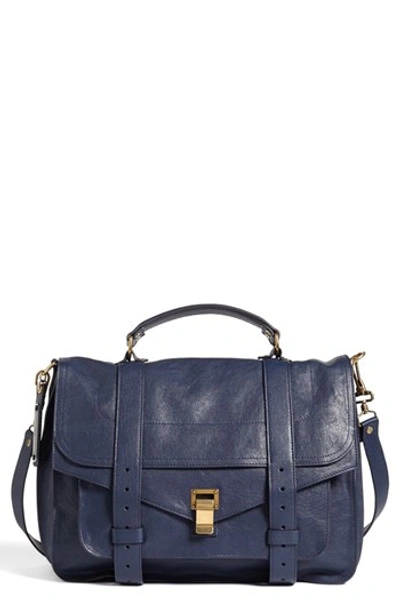 Proenza Schouler Ps1 Large Leather Satchel In Midnight